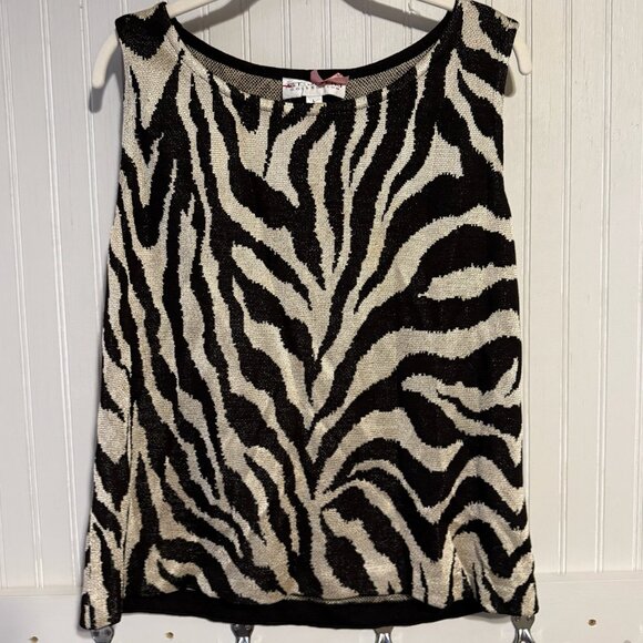 St. John Collection zebra print sweater tank Large Y2K Vintage - Picture 1 of 3